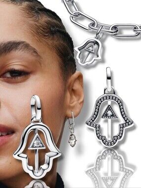 PANDORA ME Sterling Silver Hamsa/Fatima's Hand Medallion Charm Retired